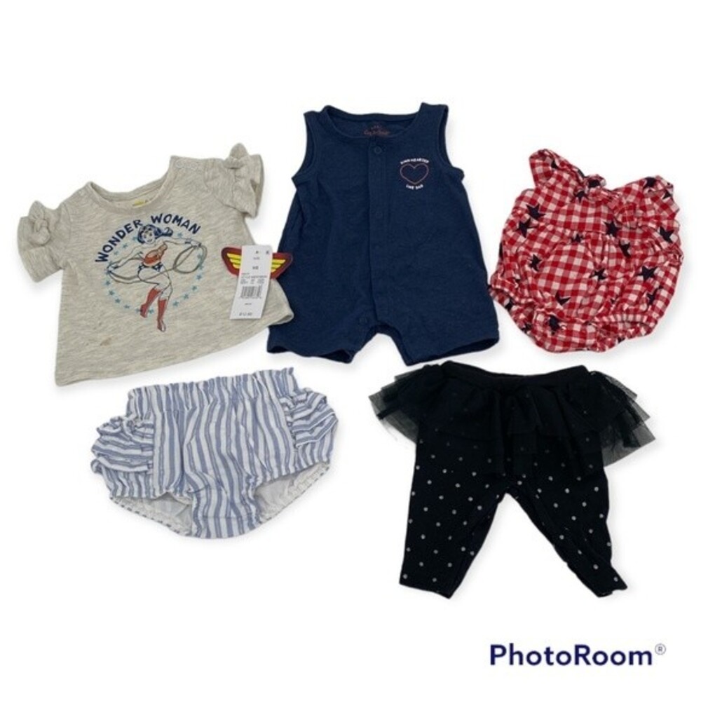 Cat & Jack Baby Lot of 5 Printed Mixed Clothes Top And Bottom Newborn